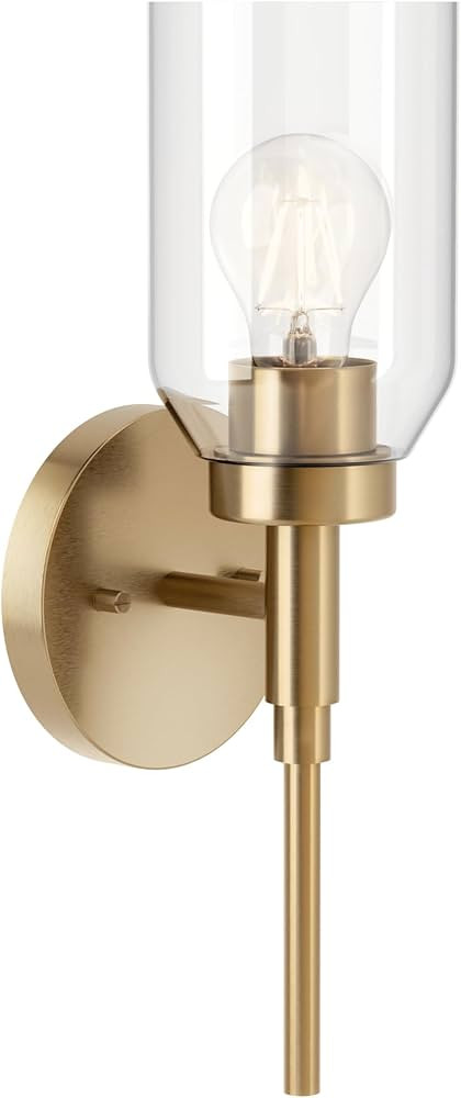 Kichler Madden 1-Light Bathroom Wall Sconce Light Fixture with Clear Glass in Champagne Bronze, M... | Amazon (US)