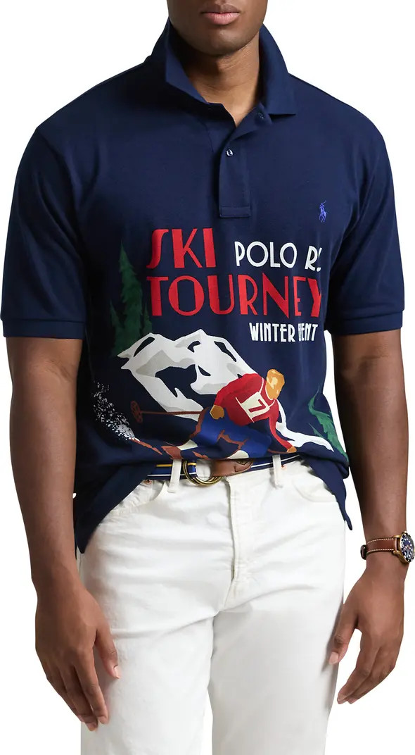 Big & Tall Ski-Print Mesh Polo Shirt | Nordstrom