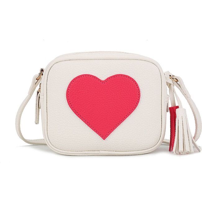 White Messenger Big Heart Crossbody Bag | Maisonette