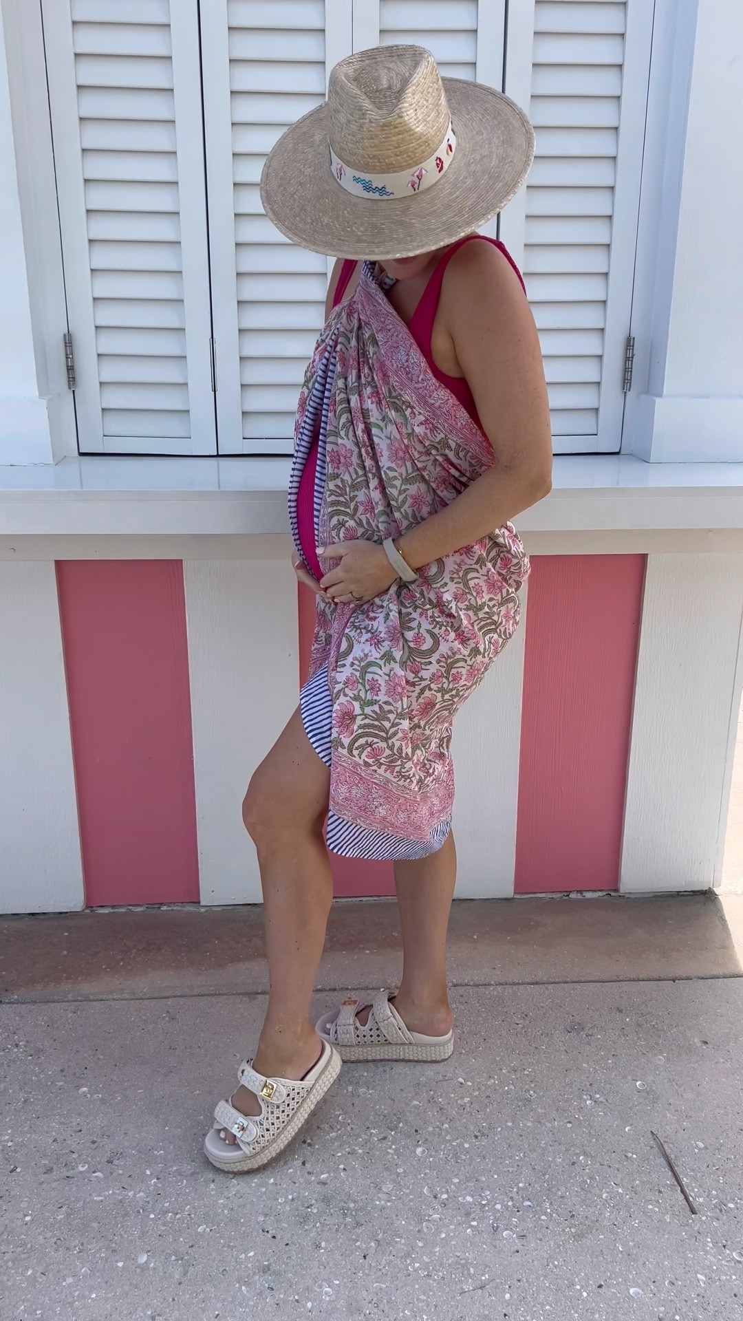 Todays beach outfit🏝️ found this cover up from Amazon and love the fun print🩷 I love tying the sarong around the neck and letting it drape down!

#LTKTravel #LTKBump #LTKWatchNow