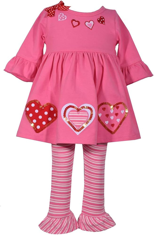 Bonnie Jean Baby Toddler and Little Girl's Valentine's Day Pink and Red Heart Tunic Shirt and Leg... | Amazon (US)