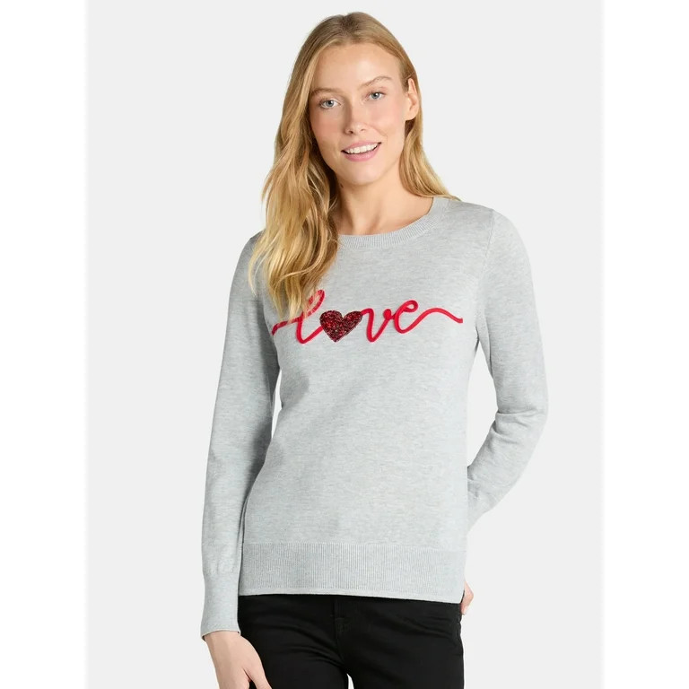 Time and Tru Women’s Valentine’s Day Sweater, Lightweight, Sizes XS-XXXL | Walmart (US)