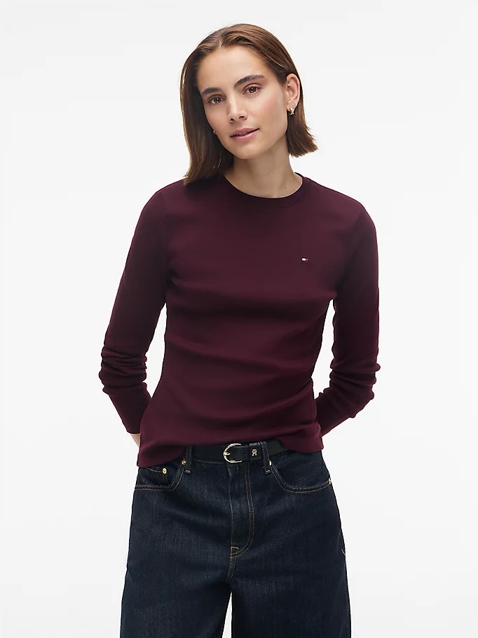 Slim Crew Neck Long Sleeve T-Shirt | Tommy Hilfiger UK