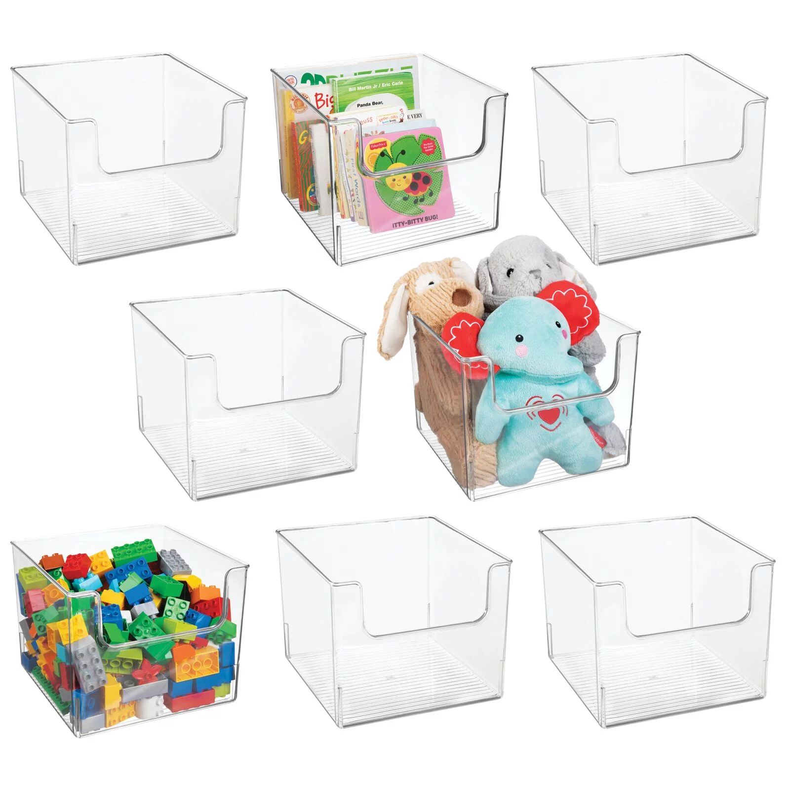 mDesign Plastic Household Storage Organizer Bins with Open Front, 8 Pack, Clear | Walmart (US)