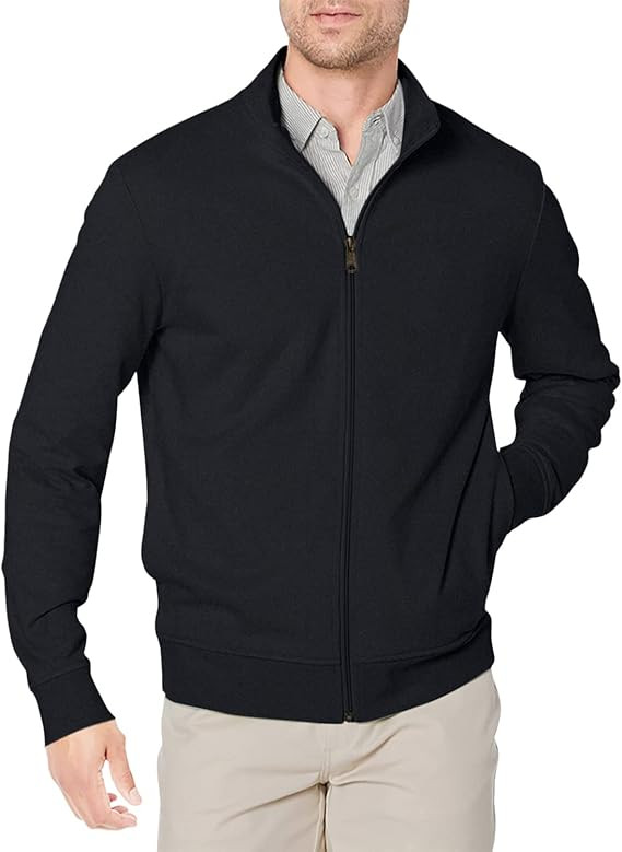 Amazon Essentials Men's Full Zip Mock Neck French Terry Sweatshirt, Lightweight | Amazon (US)