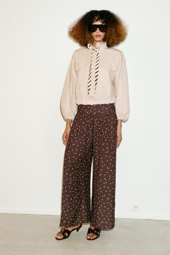 POLKA DOT WIDE LEG PANTS | Zara US