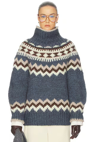 Helsa Asta Fairisle Sweater in Denim Multi from Revolve.com | Revolve Clothing (Global)