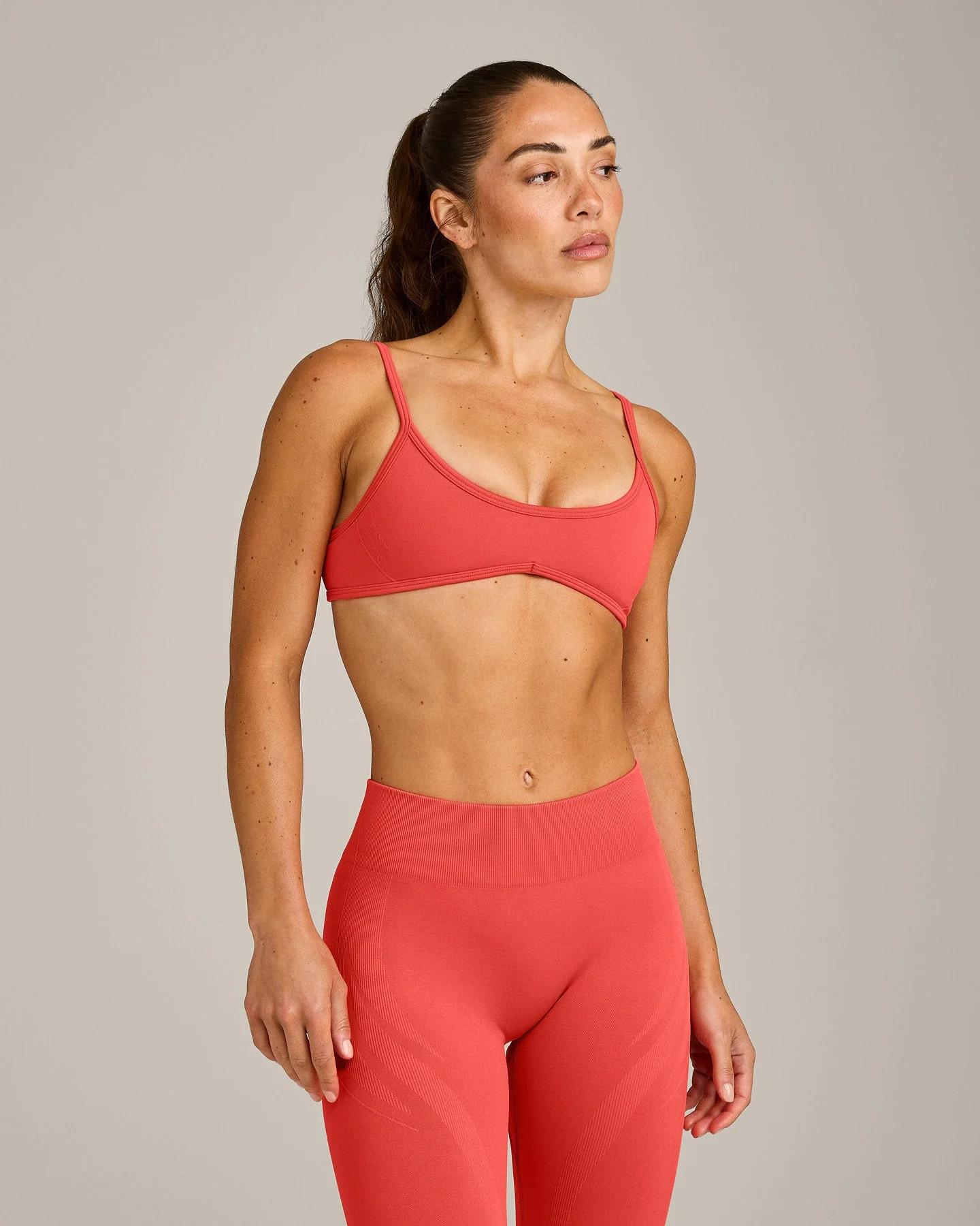 EnhanceLift\u2122 Seamless Minimal Bralette with Gray Logo 
 Dark Charged Coral | Oner Active (UK / US)