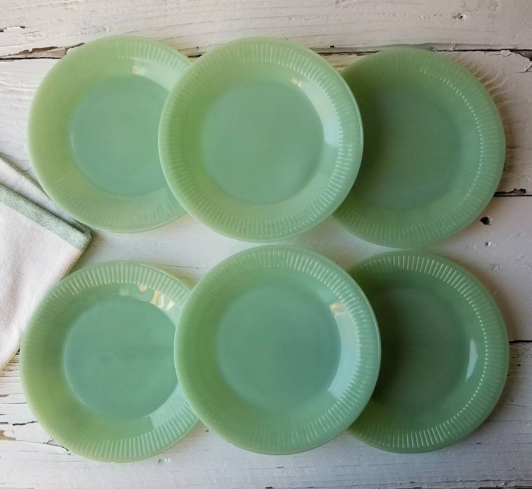 Jadeite Fire King Salad Plate - Jane Ray Jadeite Plate - Vintage Anchor Hocking Jadeite Salad Pla... | Etsy (US)