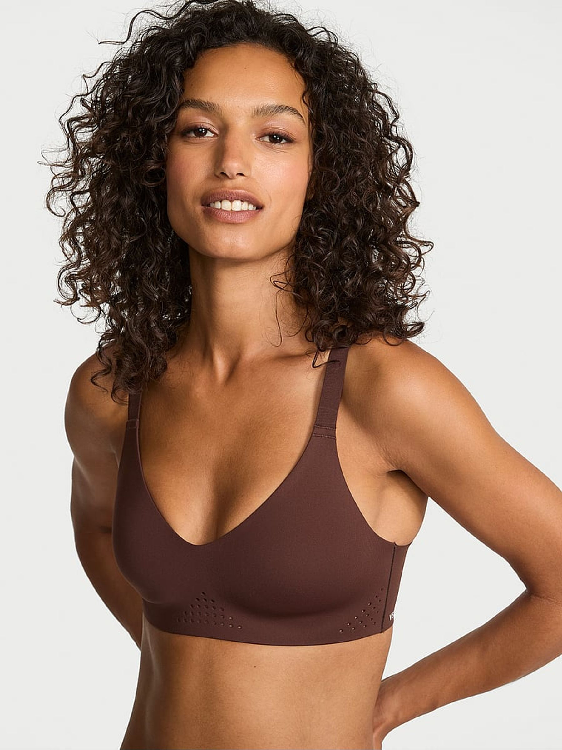 Ganache Brown Featherweight™ Medium V-Neck Sports Bra | Victoria's Secret UK