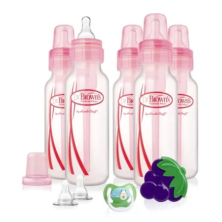 Dr. Brown s Standard Neck Baby Bottle Gift Set Pink 8 Oz 5 Ct | Walmart (US)