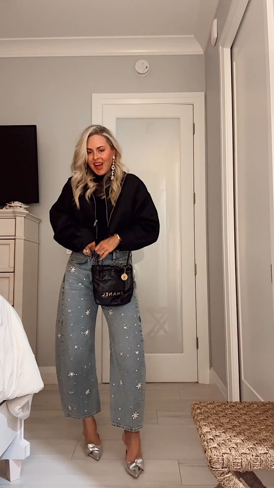 Wore this pants again this weekend and such a hit! Cute for your next date night! I get so many compliments on them! 
Embellished jeans are trending! 🔥✨

Jeans. Date night. Pants. Winter outfits. 

#LTKValentine #LTKgrwm #LTKootd