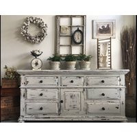 Sold . Large Farmhouse 9 Drawer Dresser Or Buffet Made By Broyhill ~ Chippy White Distressed Furnitu | Etsy (US)