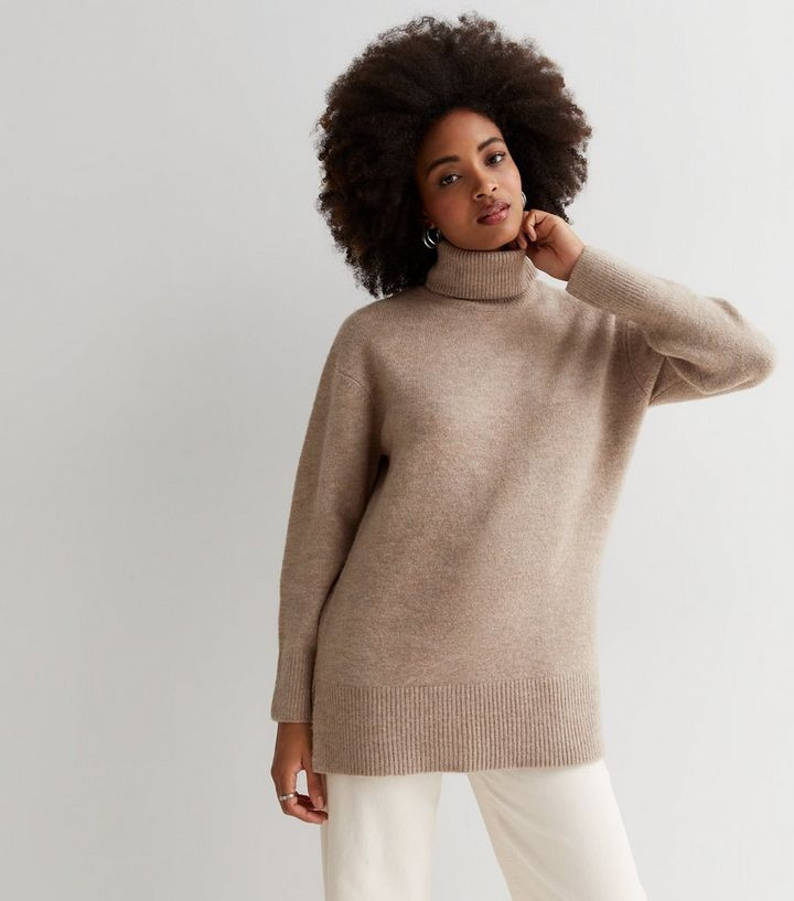Mink Knit Roll Neck Long Jumper | New Look | New Look (UK)