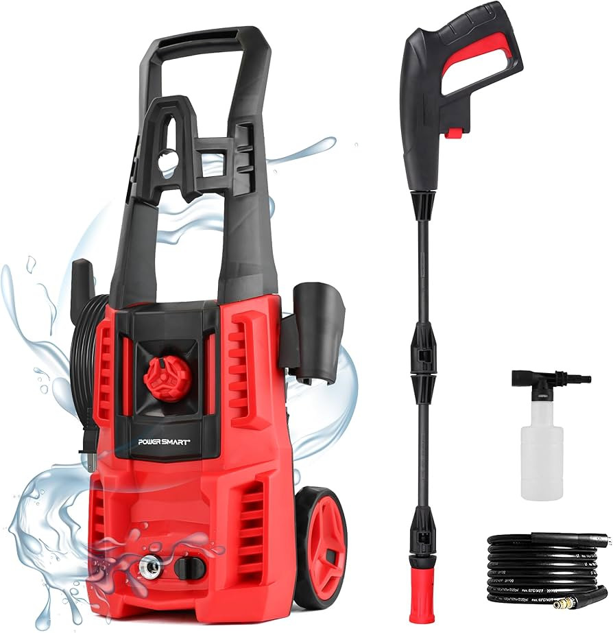 Electric Pressure Washer, 1850 PSI Max,1.0 GPM, 5" Wheels, 18M Cord/Hose Length Max, Power Washer... | Amazon (US)