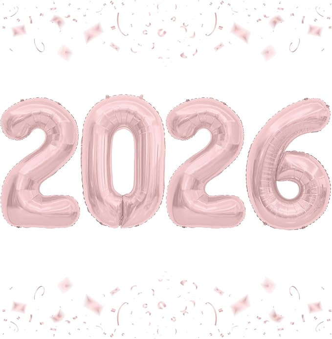 2026 Balloons, 40 Inch 2026 Number Balloons Rose Gold 2026 Balloon Large Foil New Year Balloon Nu... | Amazon (US)