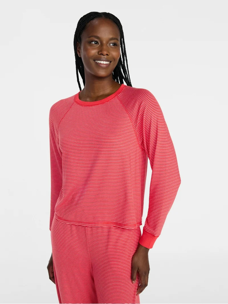 Joyspun Women's Cozy Lounge Collection Hacci Knit Long Sleeve Sleep Top, Sizes XS-3X | Walmart (US)