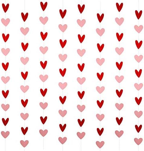 80 Heart Garland Red & Pink- Valentines Day Decoration, Hanging Hearts, Valentines Day Banner, Hangi | Amazon (US)