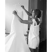 White Bride Pajama Set For Bridal Shower Bridesmaid Linen Pajamas Bridal Bride With Bow Robe | Etsy (US)