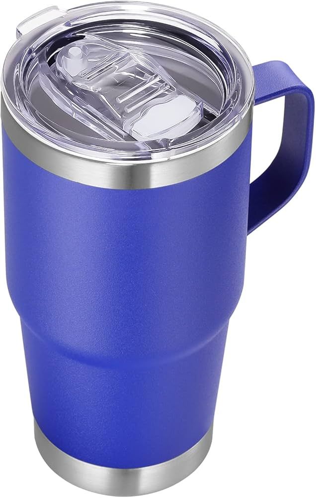 VEGOND 20 oz Tumbler with Handle Lid and Straw, Stainless Steel Insulated Travel Coffee Mug Spill... | Amazon (US)