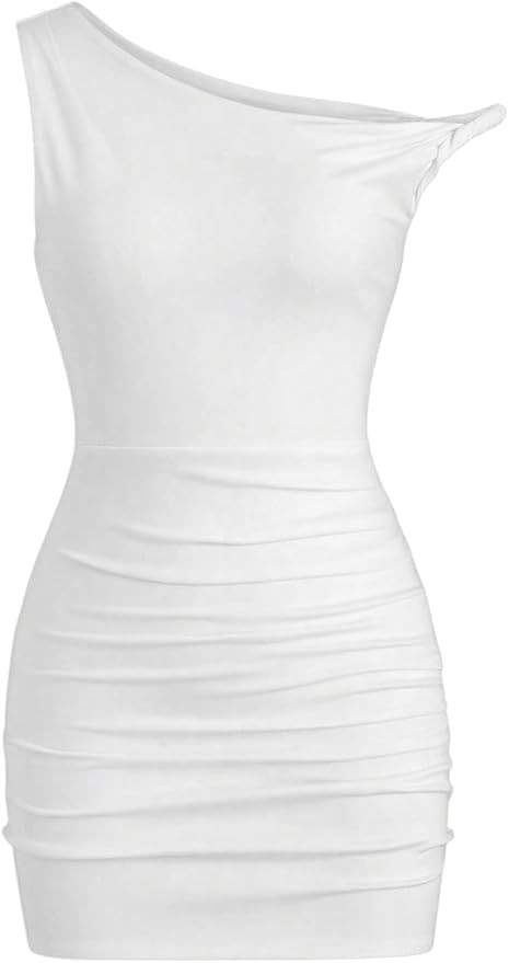 SOLY HUX Women's Summer Mini Dresses Off The Shoulder Ruched Bodycon Graduation Dress Sexy Going ... | Amazon (US)