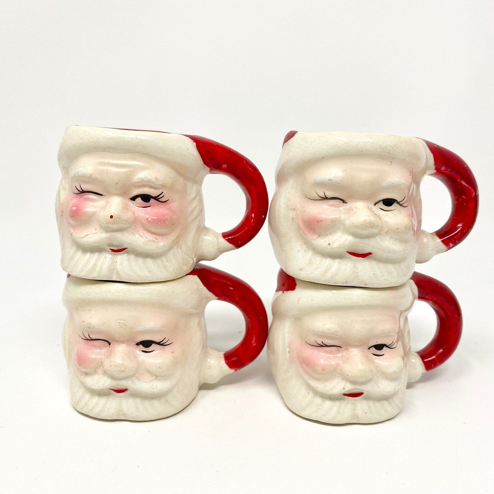 Set of FOUR Vintage Santa Claus Mugs, Miniature Coffee Cups, Ceramic Mugs | Etsy (US)