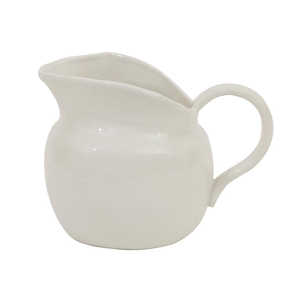 3R Studios White Stoneware Pitcher Vase | The Home Depot