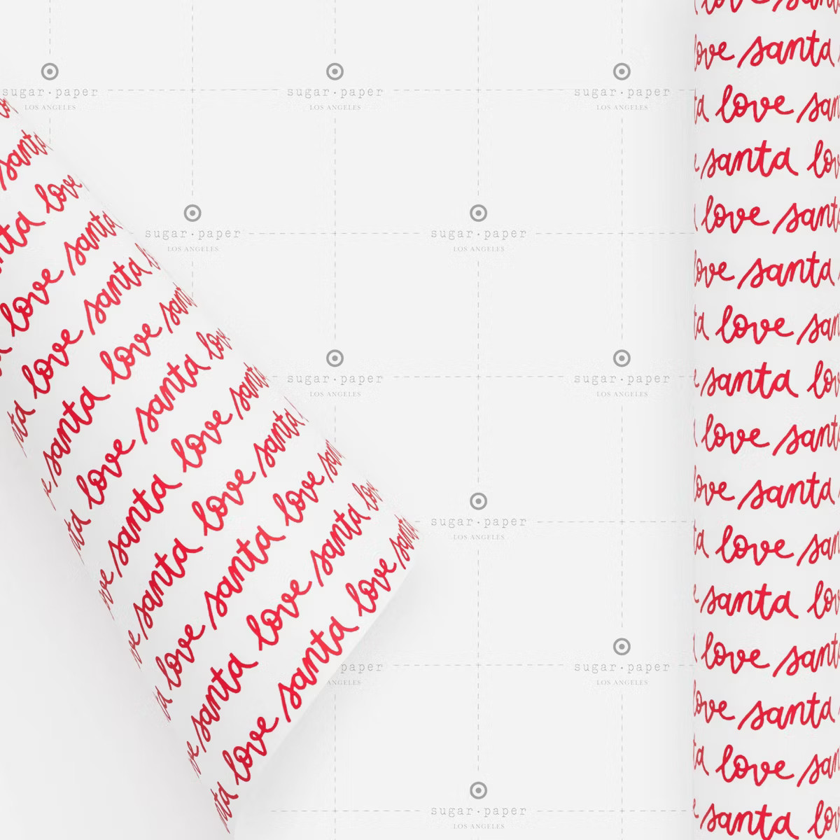 118"x30" 'Love Santa' Script Christmas Wrapping Paper Red/White - Sugar Paper™ + Target | Target