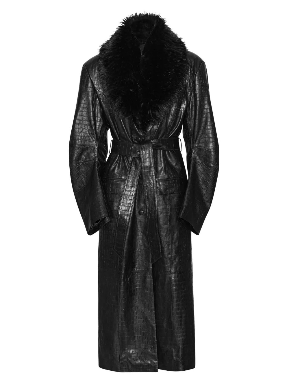ROTATE BIRGER CHRISTENSEN faux fur-collar leather coat - Black | Farfetch Global
