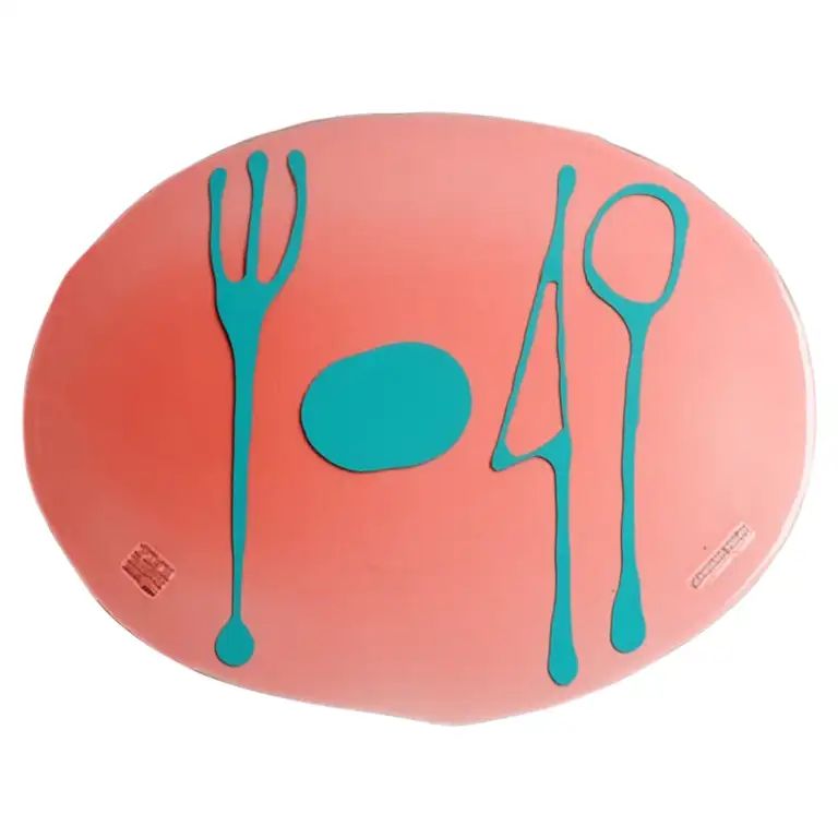 Set of 4 Table Mates Placemats in Clear Rose Pink and Turquoise by Gaetano Pesce | 1stDibs