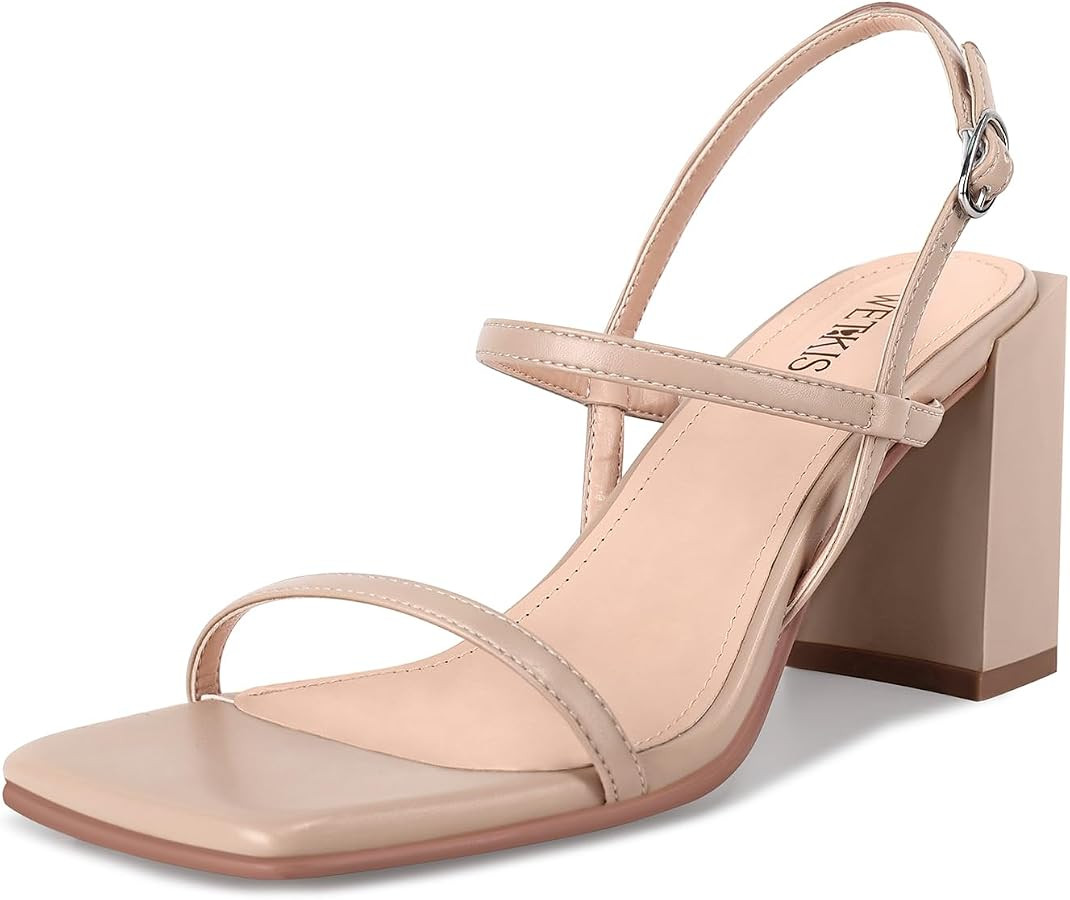 wetkiss Chunky Heels for Women, with Square Toe, Ankle Strap and Chunky Heel Design, Comfortable ... | Amazon (US)