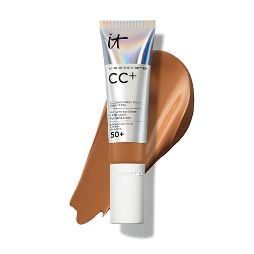 IT Cosmetics CC+ Cream (Neutral Rich) - Natural Full Coverage Foundation With SPF 50+, Color Corrector & Anti-Aging Hydrating Serum, Hyaluronic Acid + Peptides, Lightweight - 1.08 fl oz | Amazon (US)