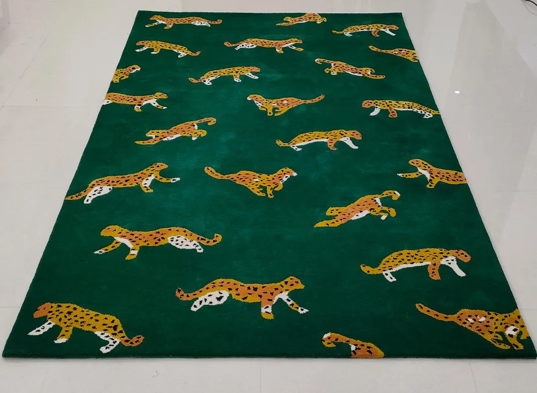 Premium Quality Cheetah Green Hand Tufted Anthropologie Woolen Rugs For Living Room, Dinning Room... | Etsy (US)