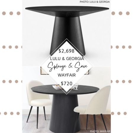 🚨Brand new find🚨 Lulu and Georgia’s Barra Round Dining Table features a modern shape, natural grain, tapered pedestal base, a streamlined silhouette, and comes in black and natural. It’s made of oak veneer MDF and is 53.25" wide.

Wayfair’s DWEN-CONE Pedestal Dining Table features a sleek silhouette, round table top, tapered pedestal base, modern shape, and a rich grain. It is 47.2" wide and is made of manufactured wood.

Thanks for finding it with me! 

#lookforless #highlow #dupe #copycat #spendandsave #splurgeandsave #diningroom #diningtable #luluandgeorgia #homedecor #decor #furniture #modern #modernhome #kitchen LuLu and Georgia Barra Round Dining Table dupe. LuLu and Georgia Barra Round Dining Table. Lulu and Georgia dupes. Dining tables. Lulu and Georgia dining table dupes. Lulu and Georgia style. Lulu and Georgia furniture. Lulu and Georgia copycats. Dining room inspiration. Affordable dining room table. Round kitchen table. Pedestal dining table. Modern dining table. Round dining table. Round pedestal table. 

#LTKhome #LTKsalealert #LTKFind