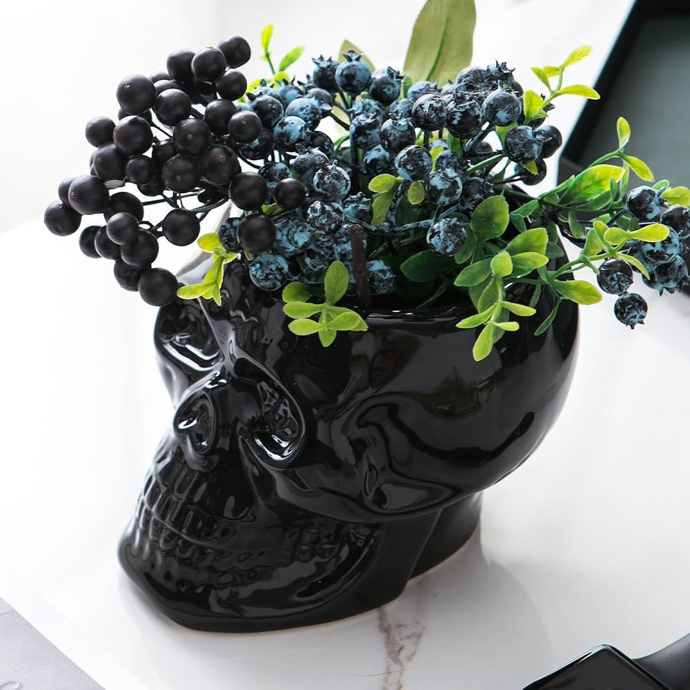 Skull Planter Pots, Skeleton Vase for Succulent, Flowers, Gothic Centerpiece for Table, Punk Home... | Amazon (US)