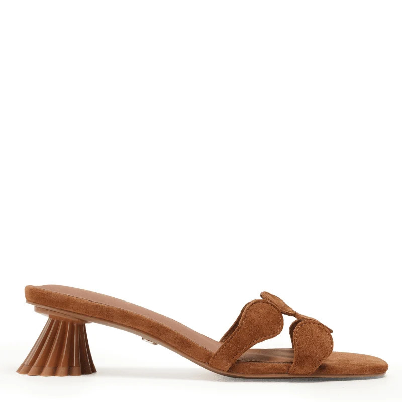 BUNNY - COGNAC SUEDE SLIDE | Cecelia New York