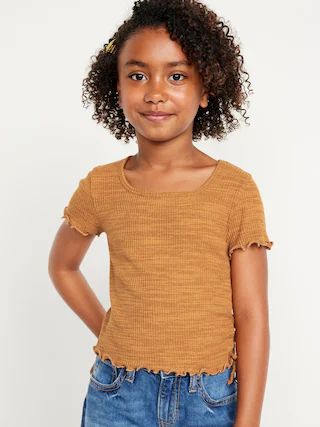 Short-Sleeve Textured Knit Side-Ruched Top for Girls | Old Navy (US)