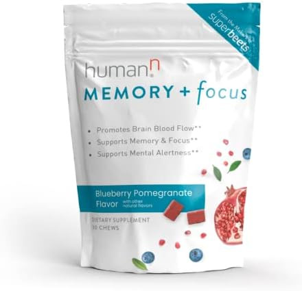 humanN SuperBeets Memory + Focus Chews - Helps Support Brain Health & Alertness - SuperBeets Nootrop | Amazon (US)