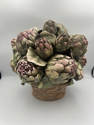 Horchow Artichoke Ceramic Vegetable Woven Basket ( 1 leaf has a broken piece)  | eBay | eBay US