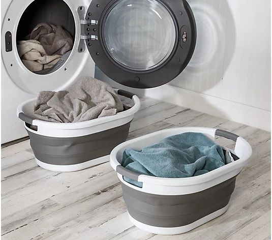 Honey-Can-Do Set of 2 Collapsible Rubber Laundry Baskets - QVC.com | QVC