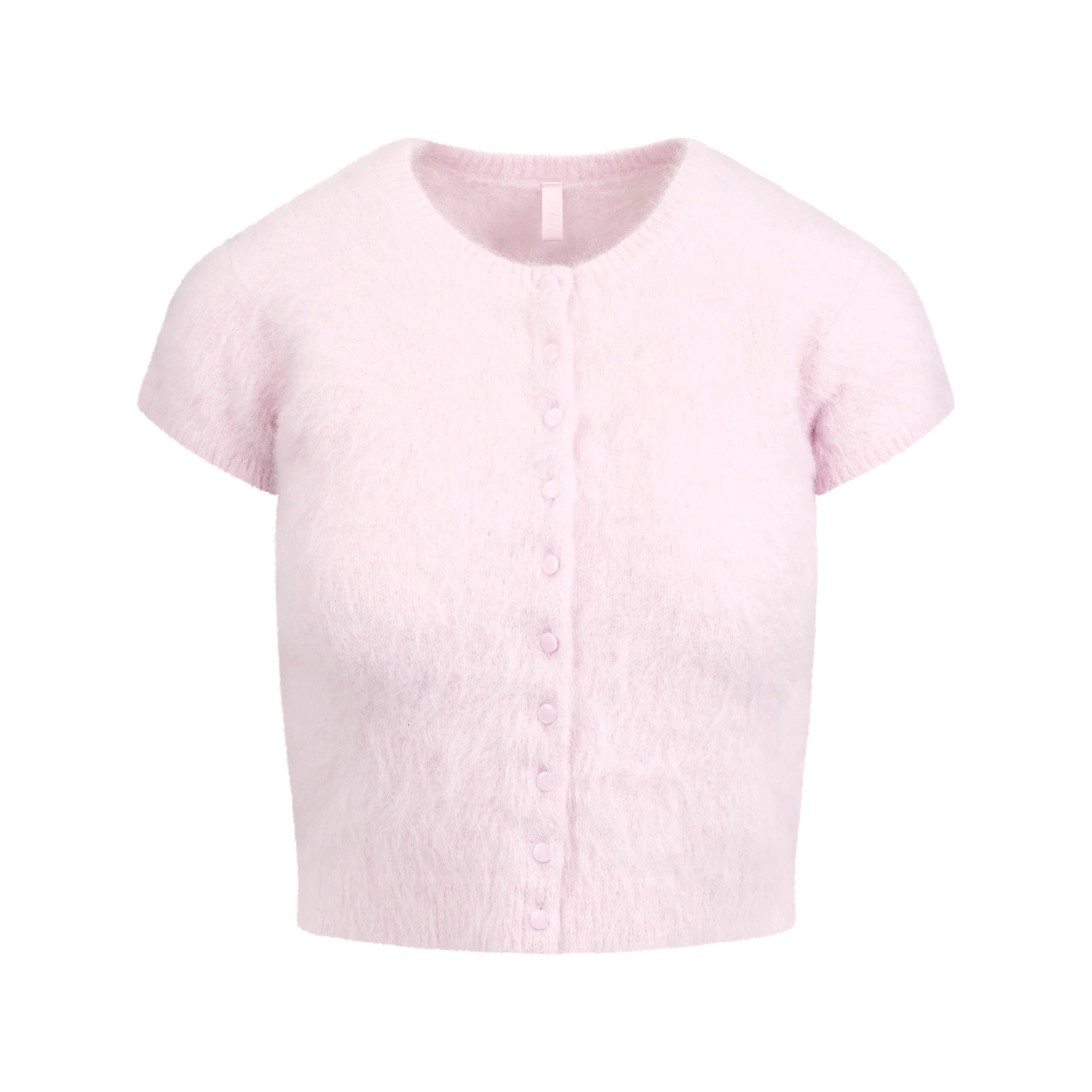 BRUSHED ALPACA SHORT SLEEVE CARDIGAN | CHERRY BLOSSOM | SKIMS | SKIMS (US)