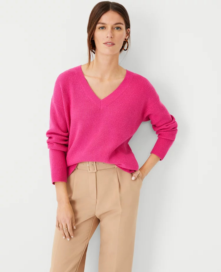 Easy V-Neck Sweater | Ann Taylor (US)