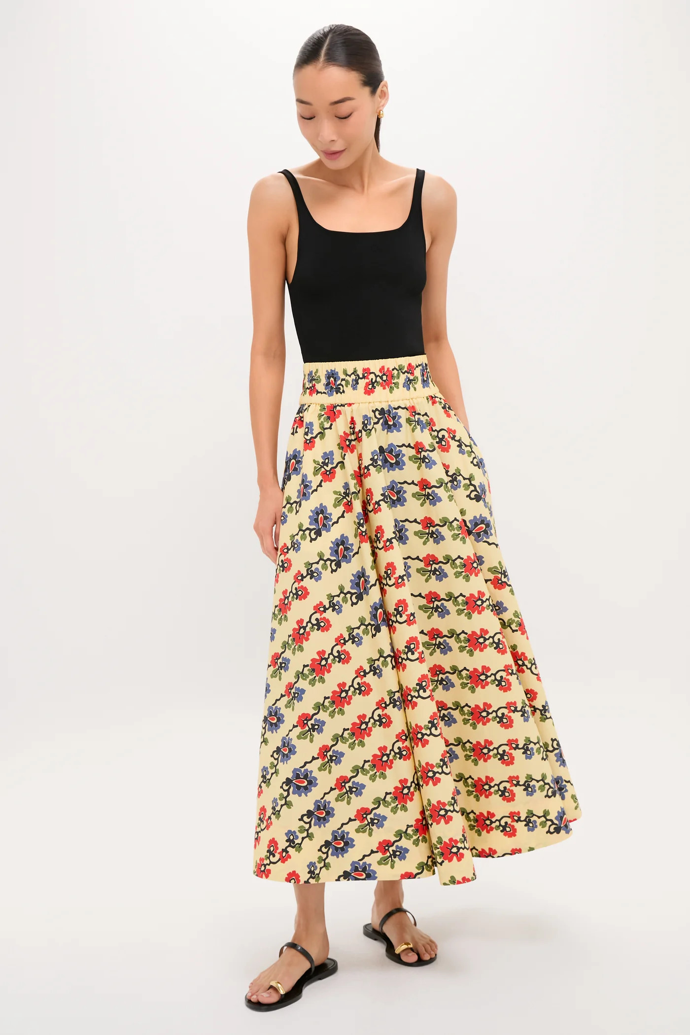 Victory Garden Floral Stripe Myrtle Maxi Skirt | Tuckernuck (US)