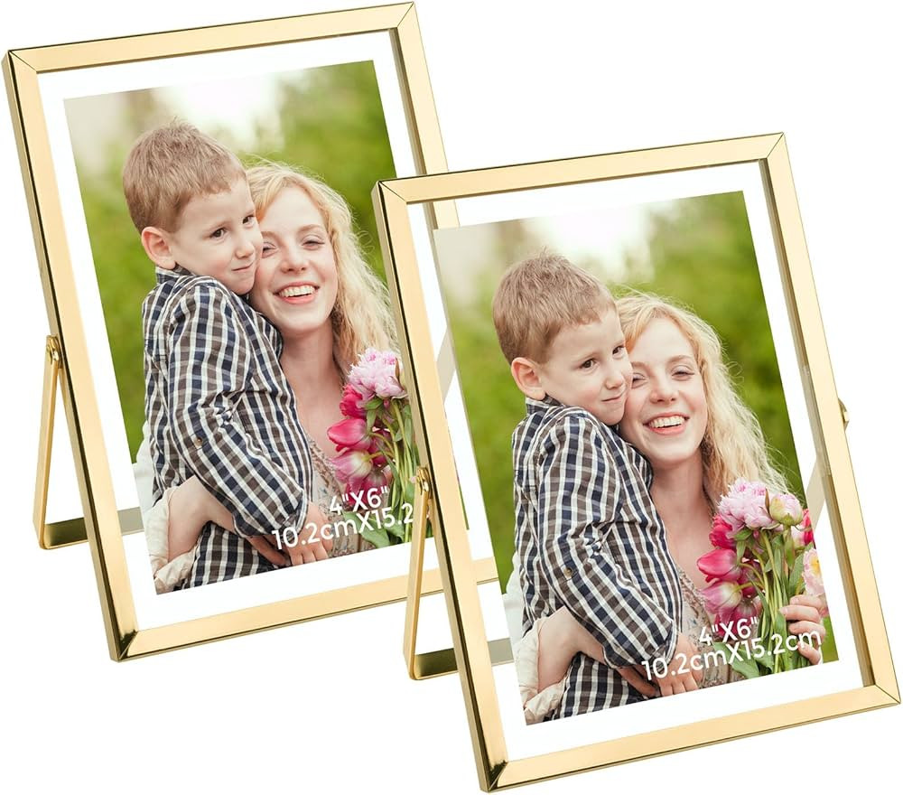 Golden State Art, Gold 5x7 Tabletop Floating Frames for Photos (3.5x5, 4x6) - 5 by 7 Metal Frame ... | Amazon (US)