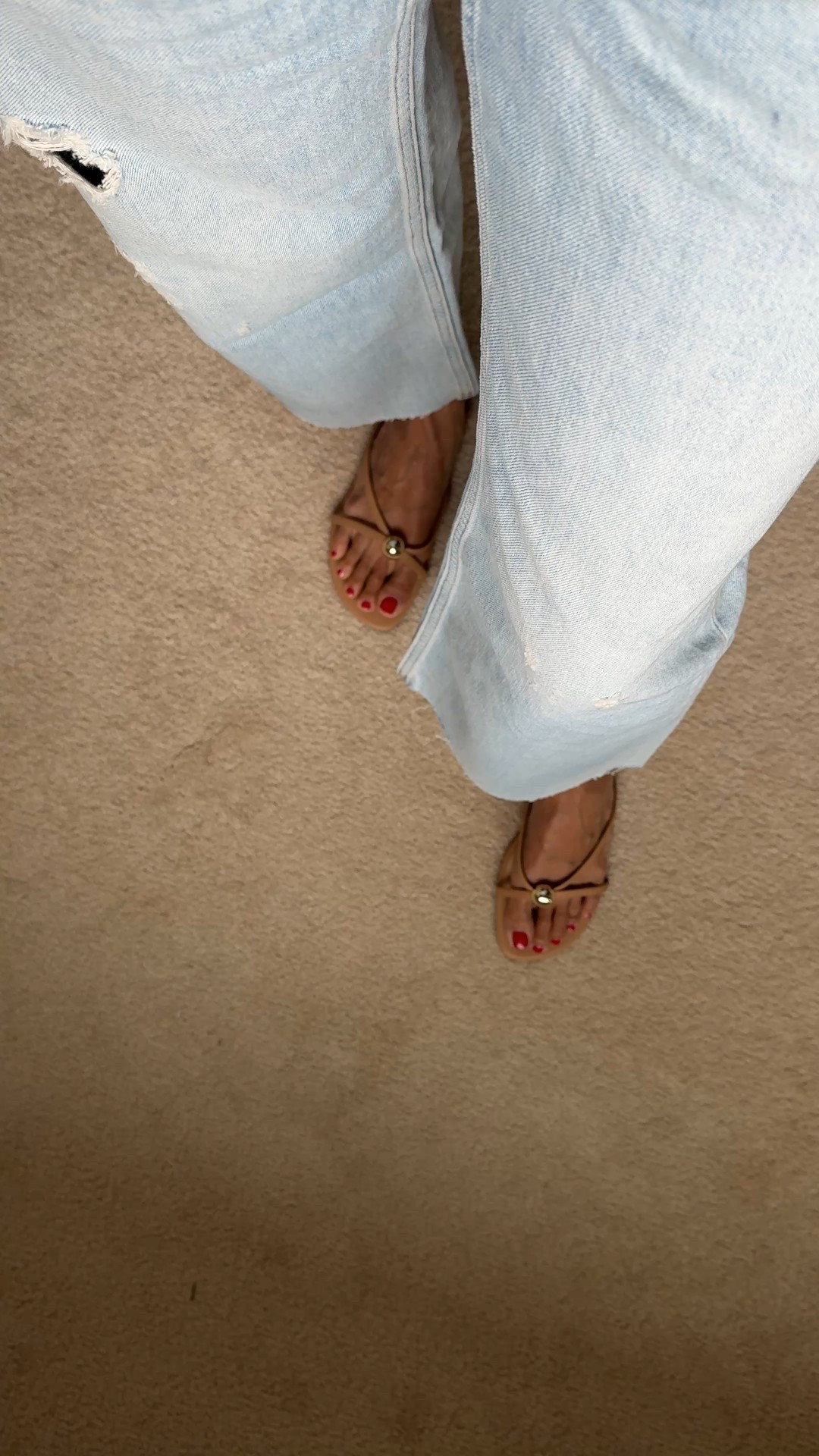 Summer outfit. 
Summer jeans - true to size. 
Flat sandals. Minimalist sandals can be dressed up or down. True to size. Size up if in between. 

#LTKFindsUnder50 #LTKOver40