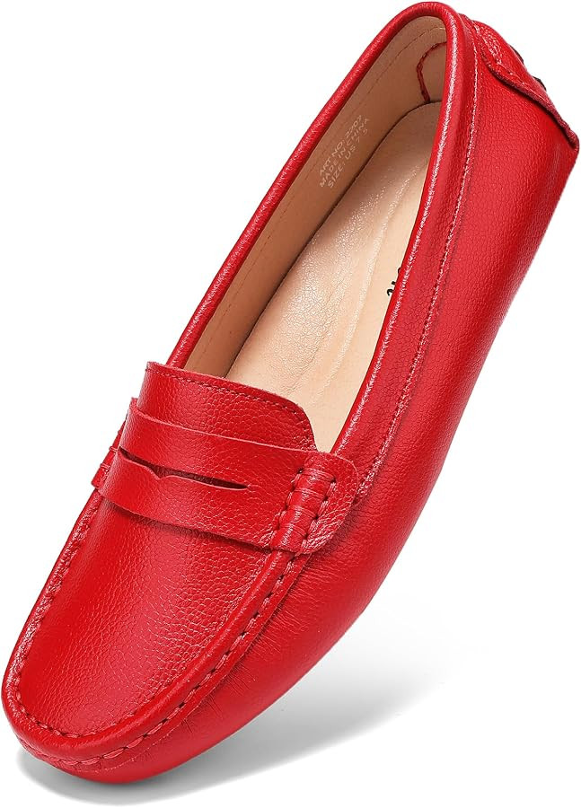 BEAUSEEN Women's Genuine Leather Penny Loafers Classic Driving Moccasins Casual Slip On Comfort W... | Amazon (US)