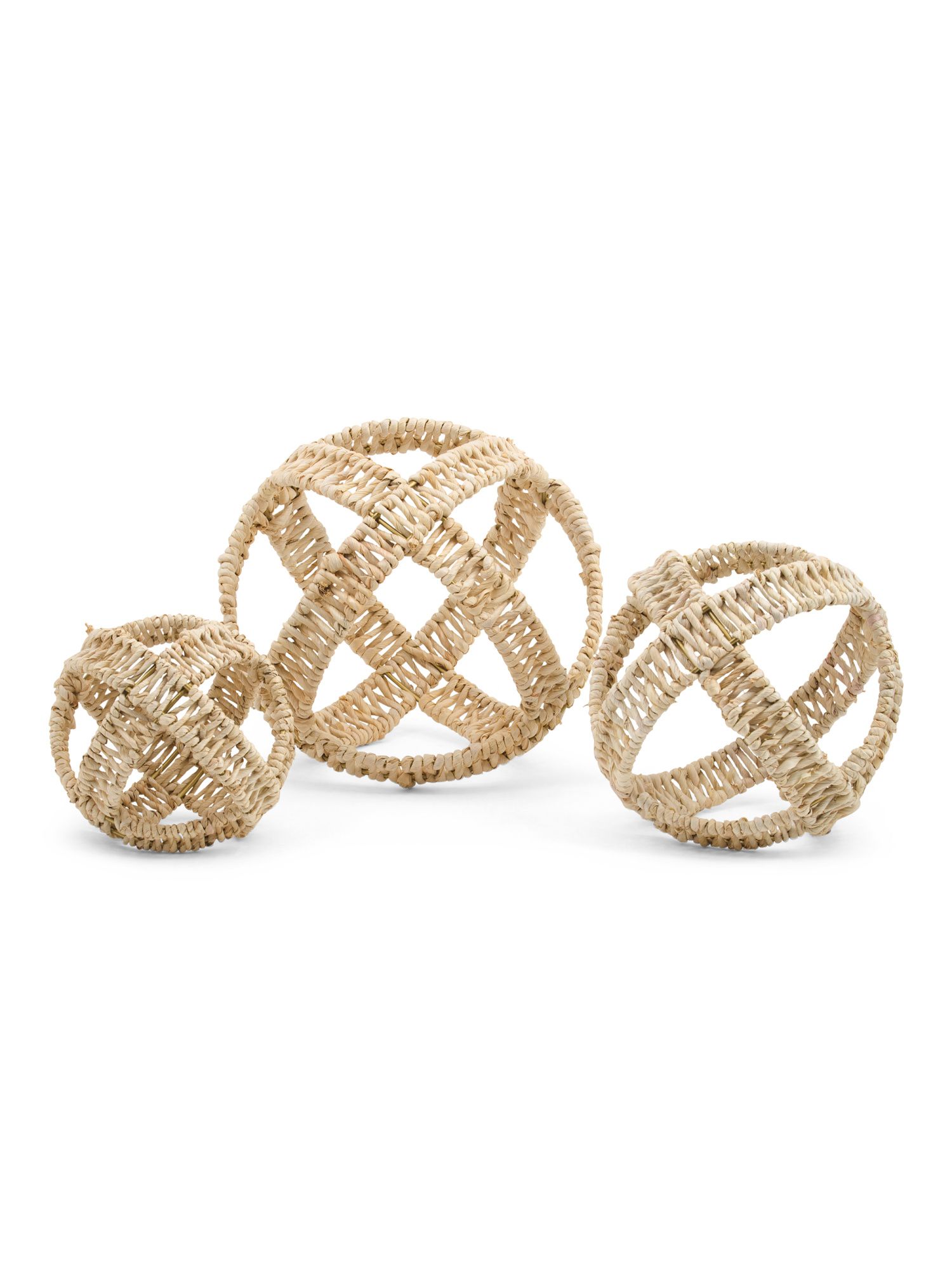 Set Of 3 Rattan And Metal Orbs | Decor | Marshalls | Marshalls