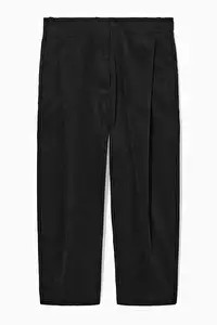 PLEATED BARREL-LEG CORDUROY PANTS - Black - Trousers - COS | COS (US)