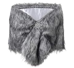 Jeweky 1920s Bride Wedding Fur Shawls and Wraps Winter Bridal Faux Fur Stoles and Scarfs for Wome... | Amazon (US)