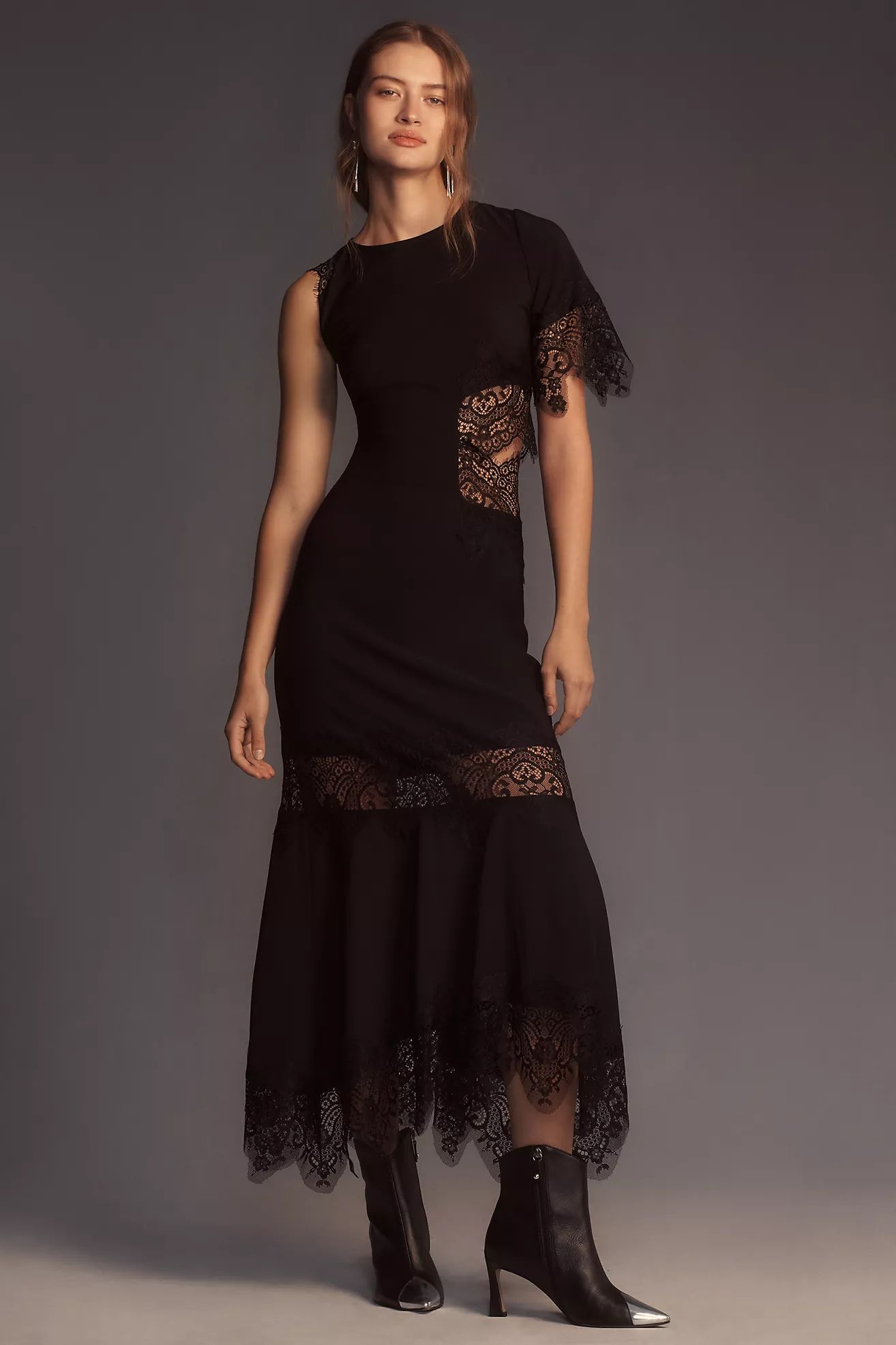 Hutch Asymmetrical Lace Mix Slip Dress | Anthropologie (US)